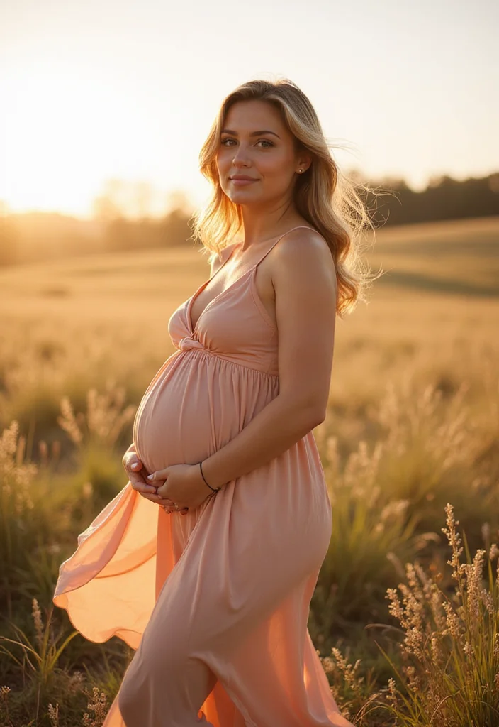 21 Dreamy Pregnancy Photoshoot Poses in Nature That Will Leave You Breathless! - 4. The Gentle Wind