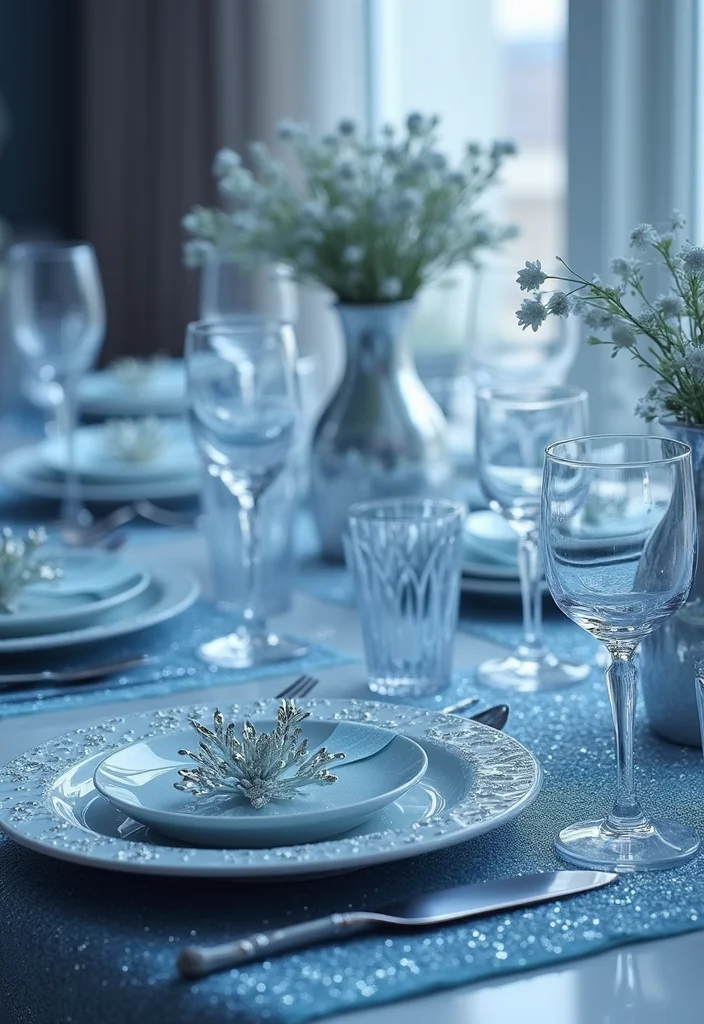 25 Enchanting Snowflake Princess Baby Shower Ideas That Will Melt Your Heart (Especially #14!) - 11. Glittering Table Settings