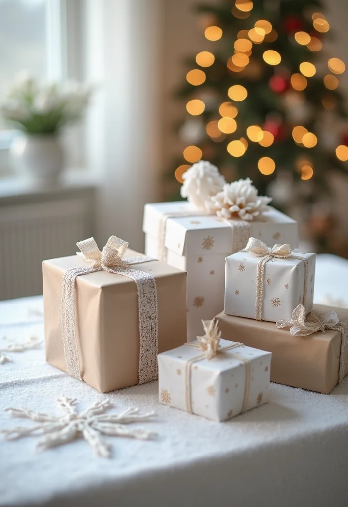 25 Enchanting Snowflake Princess Baby Shower Ideas That Will Melt Your Heart (Especially #14!) - 12. Snowy Gift Table