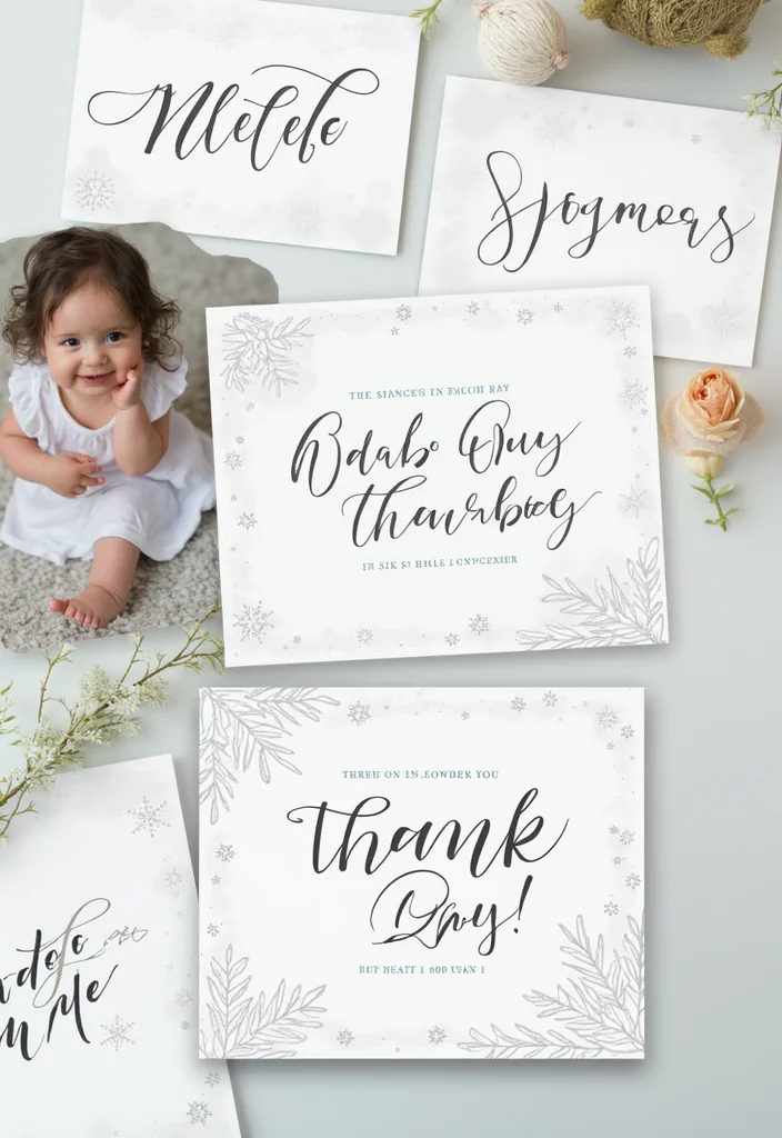25 Enchanting Snowflake Princess Baby Shower Ideas That Will Melt Your Heart (Especially #14!) - 20. Themed Thank You Cards