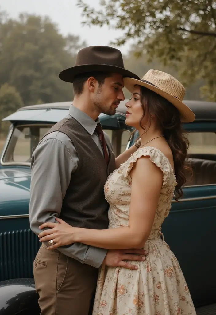 25 Stunning Pregnancy Couples Photo Shoot Ideas That Will Leave You Breathless! - 11. Vintage Vibes