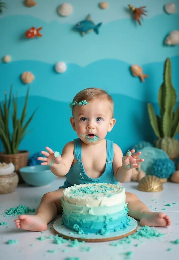 The 10 Best Cake Smash Themes for Capturing Your Baby's First Birthday Magic! - 2. Under the Sea