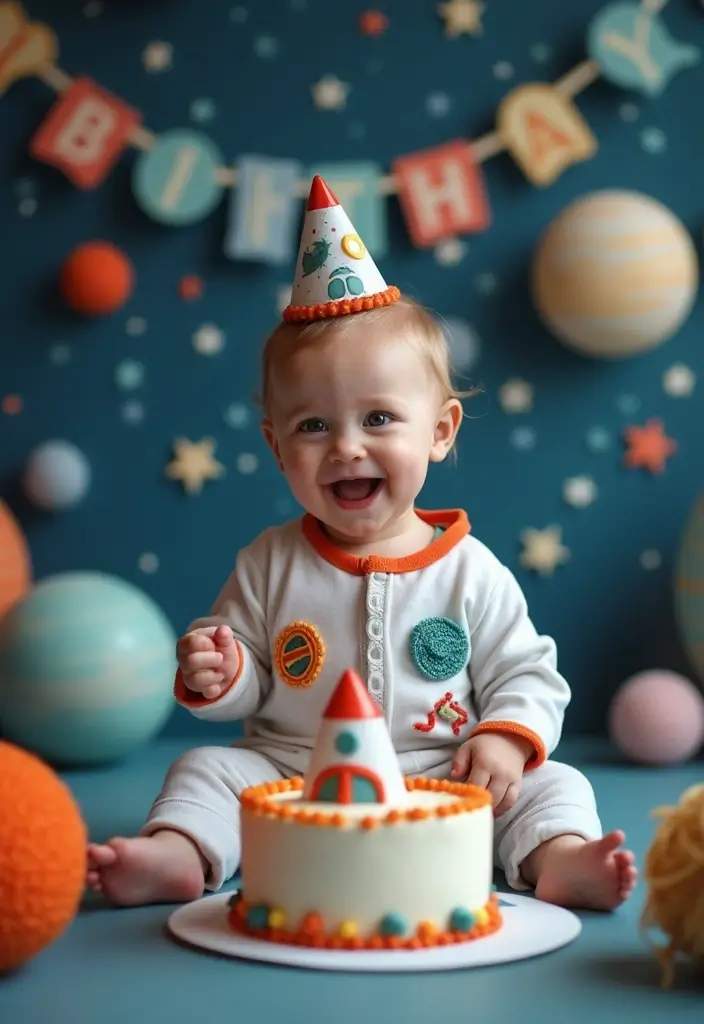 The 10 Best Cake Smash Themes for Capturing Your Baby's First Birthday Magic! - 7. Space Odyssey