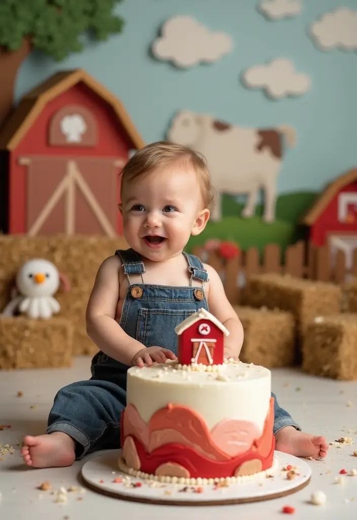The 10 Best Cake Smash Themes for Capturing Your Baby's First Birthday Magic! - 9. Farmyard Fun