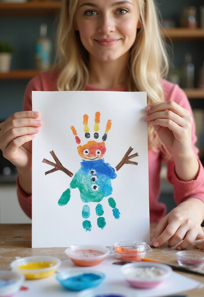 20 Easy Winter Crafts for Moms and Babies to Get Crafty This Christmas Season! - 1. DIY Snowman Handprint Art