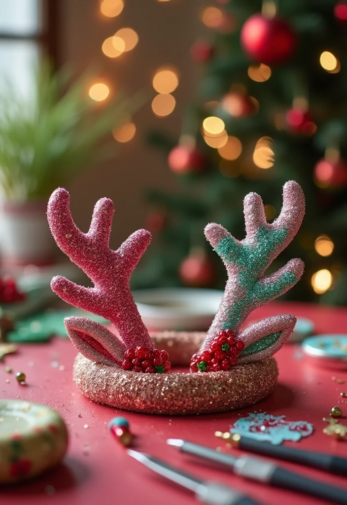 20 Easy Winter Crafts for Moms and Babies to Get Crafty This Christmas Season! - 14. Glittery Reindeer Antlers