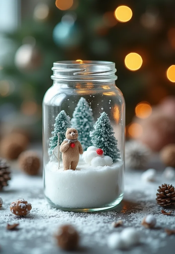 20 Easy Winter Crafts for Moms and Babies to Get Crafty This Christmas Season! - 18. DIY Snowy Scene in a Jar