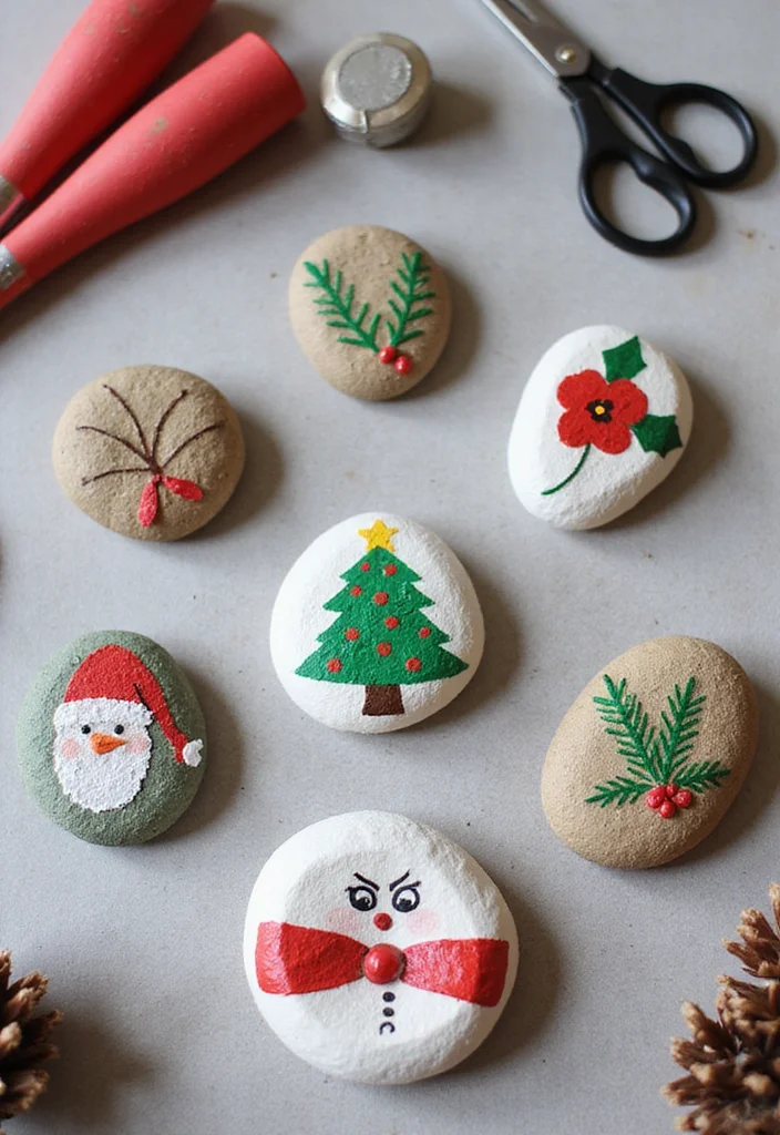 20 Easy Winter Crafts for Moms and Babies to Get Crafty This Christmas Season! - 19. Painted Rock Holiday Decor