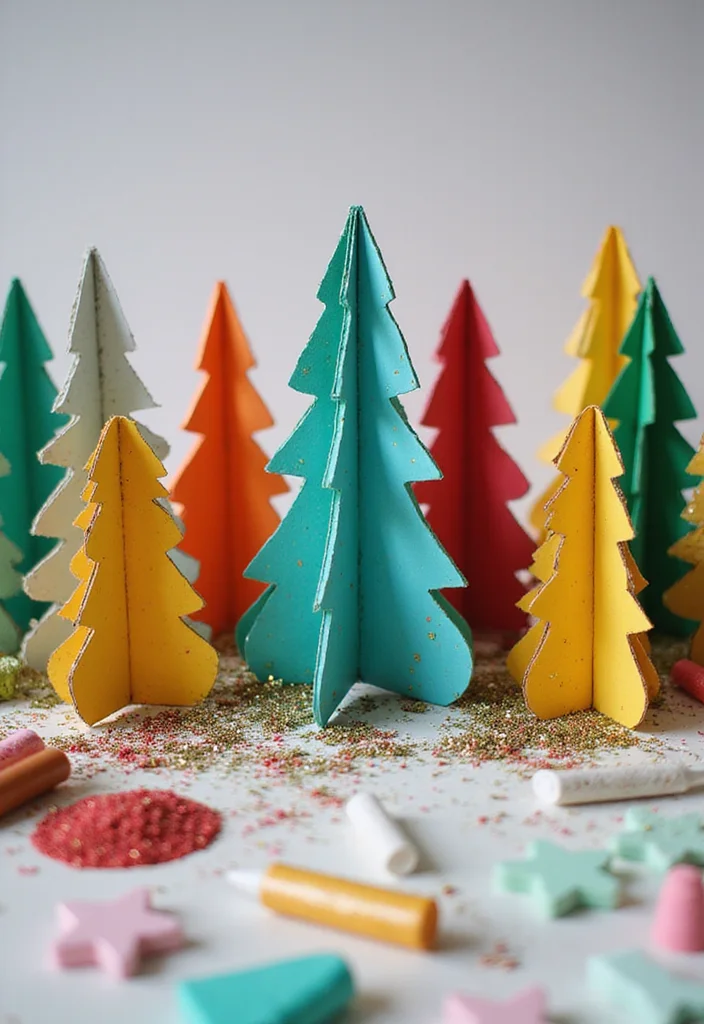 20 Easy Winter Crafts for Moms and Babies to Get Crafty This Christmas Season! - 2. Sparkly Cardboard Christmas Trees