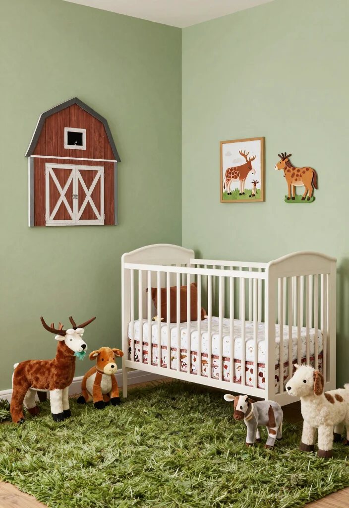 20 Whimsical Soft Nursery Corner Themes That Will Spark Your Imagination! - 11. Charming Farmyard Fun 1