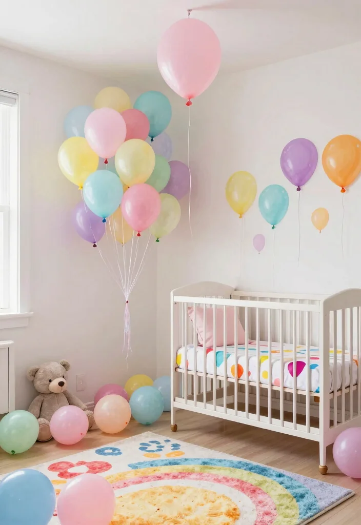 20 Whimsical Soft Nursery Corner Themes That Will Spark Your Imagination! - 16. Balloon Adventure 1
