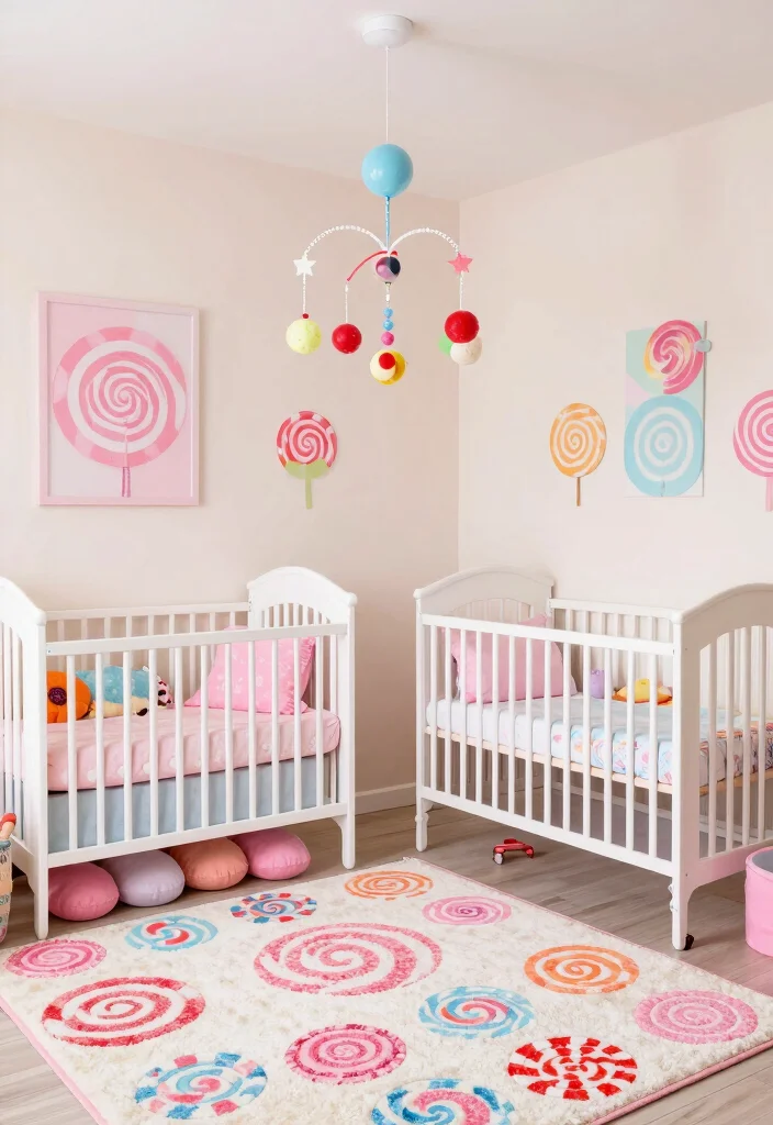20 Whimsical Soft Nursery Corner Themes That Will Spark Your Imagination! - 19. Sweet Candyland 1