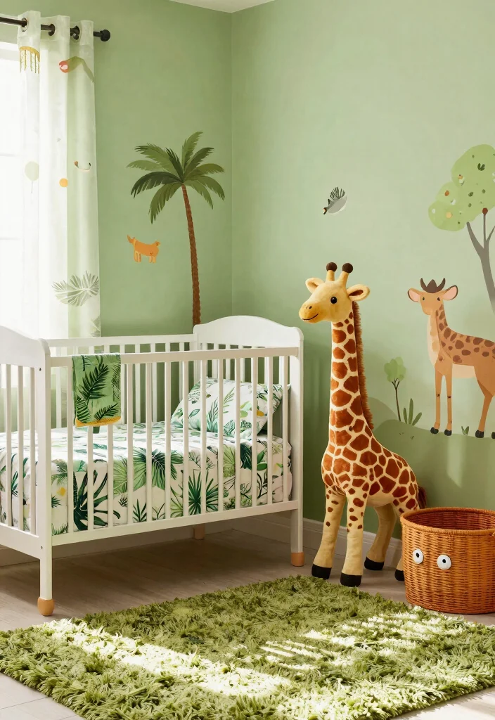 20 Whimsical Soft Nursery Corner Themes That Will Spark Your Imagination! - 3. Whimsical Safari Adventure 1