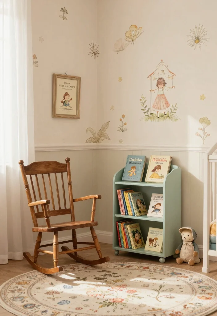 20 Whimsical Soft Nursery Corner Themes That Will Spark Your Imagination! - 6. Vintage Storybook Charm 1