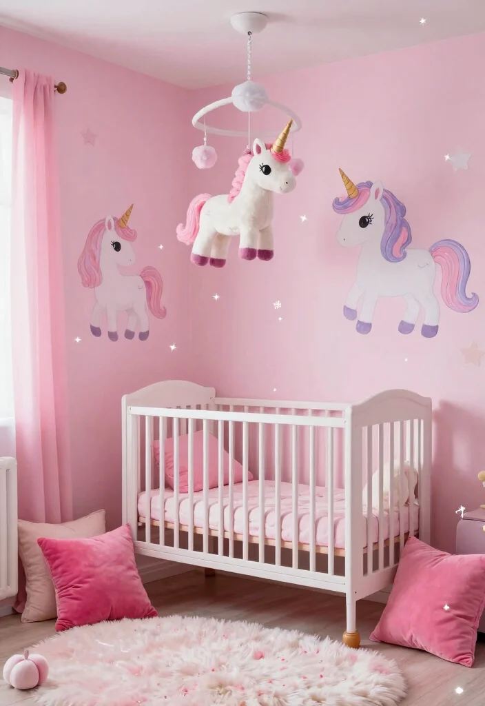 20 Whimsical Soft Nursery Corner Themes That Will Spark Your Imagination! - 9. Magical Unicorn Realm 1