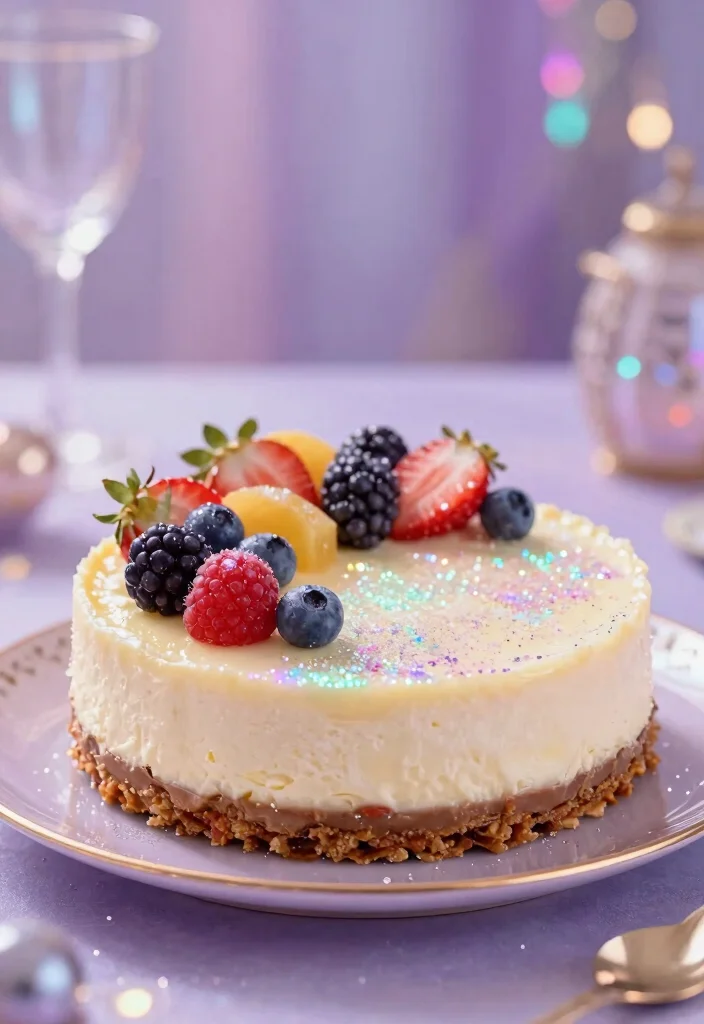 25 Enchanting Fairy Themed Desserts That Will Make Your Birthday Party Sparkle! - 25. Sparkling Fairy Cheesecake 1