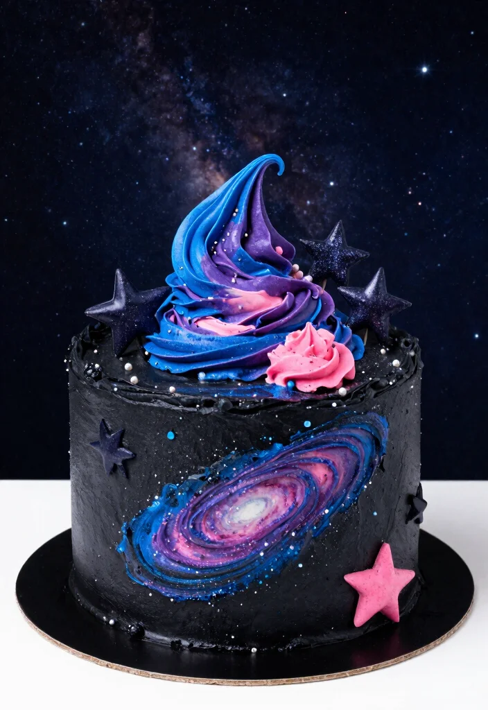 30 Colorful Birthday Cake Ideas for Your Baby Girl That Are Sure to Delight! - 12. Space Galaxy Cake 1