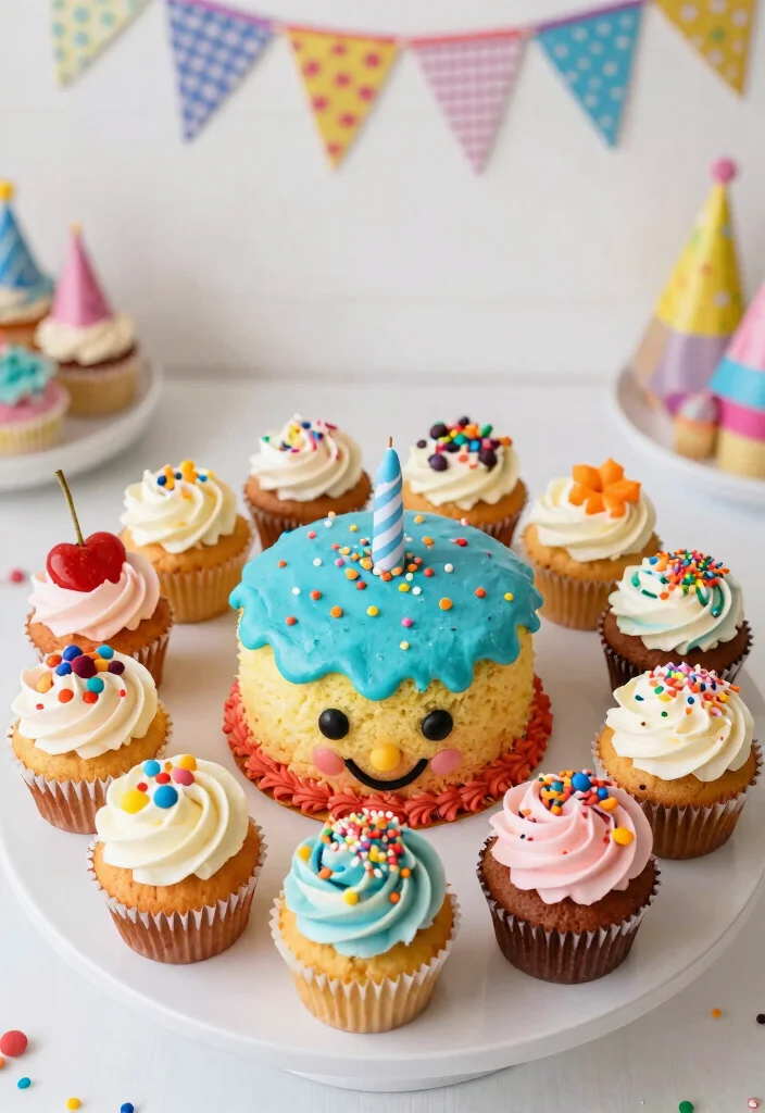 30 Colorful Birthday Cake Ideas for Your Baby Girl That Are Sure to Delight! - 14. Cupcake Cake 1