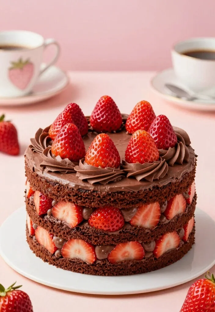 30 Colorful Birthday Cake Ideas for Your Baby Girl That Are Sure to Delight! - 15. Chocolate Strawberry Cake 1