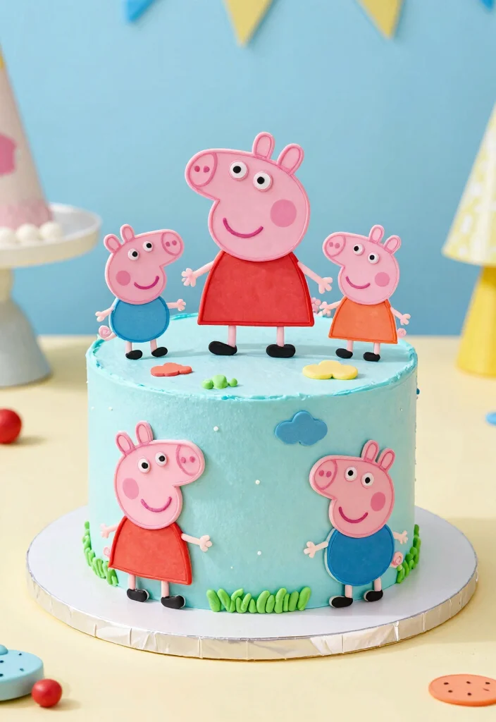 30 Colorful Birthday Cake Ideas for Your Baby Girl That Are Sure to Delight! - 16. Peppa Pig Cake 1