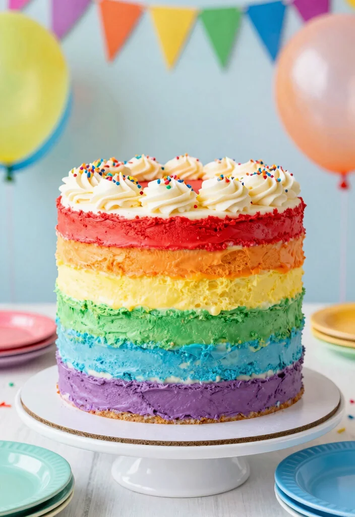30 Colorful Birthday Cake Ideas for Your Baby Girl That Are Sure to Delight! - 2. Rainbow Layer Cake 1