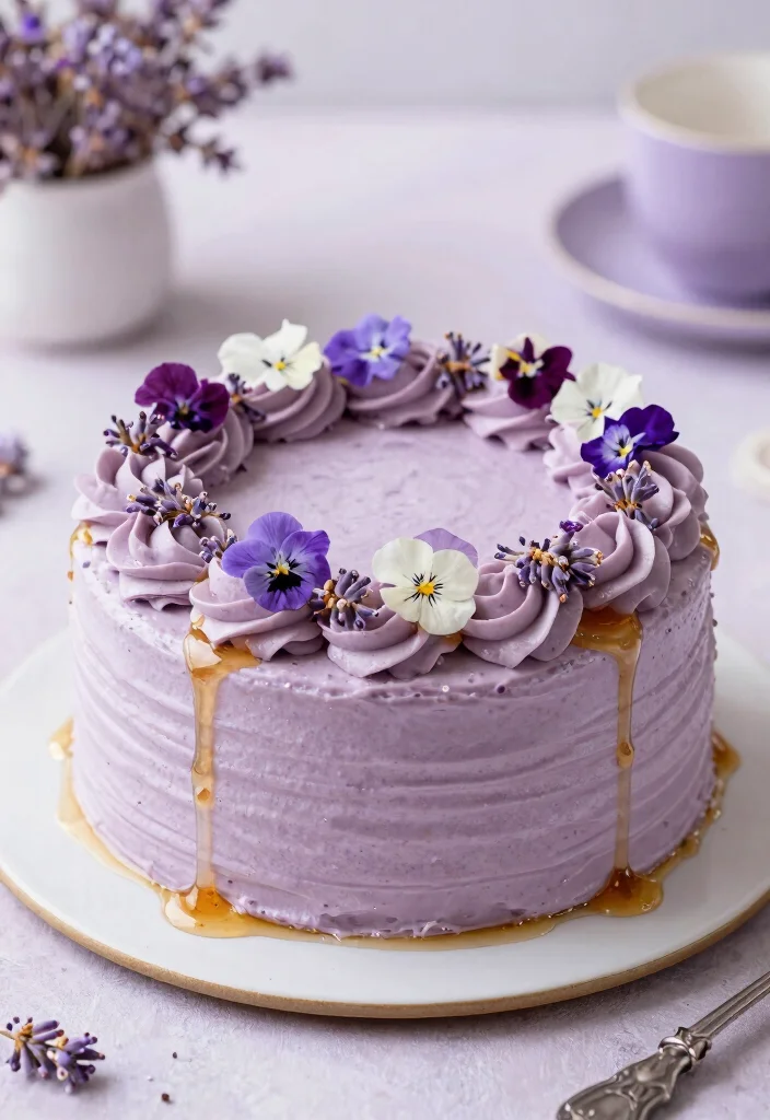 30 Colorful Birthday Cake Ideas for Your Baby Girl That Are Sure to Delight! - 22. Lavender Honey Cake 1
