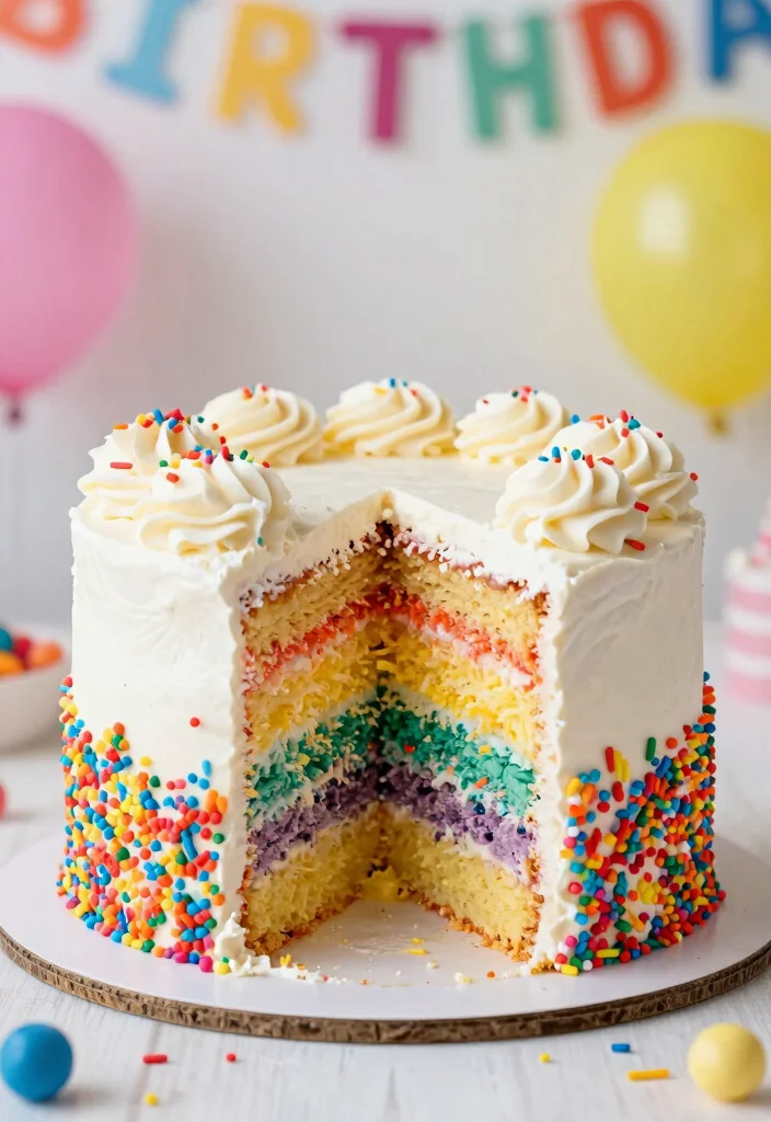 30 Colorful Birthday Cake Ideas for Your Baby Girl That Are Sure to Delight! - 26. Rainbow Sprinkle Cake 1