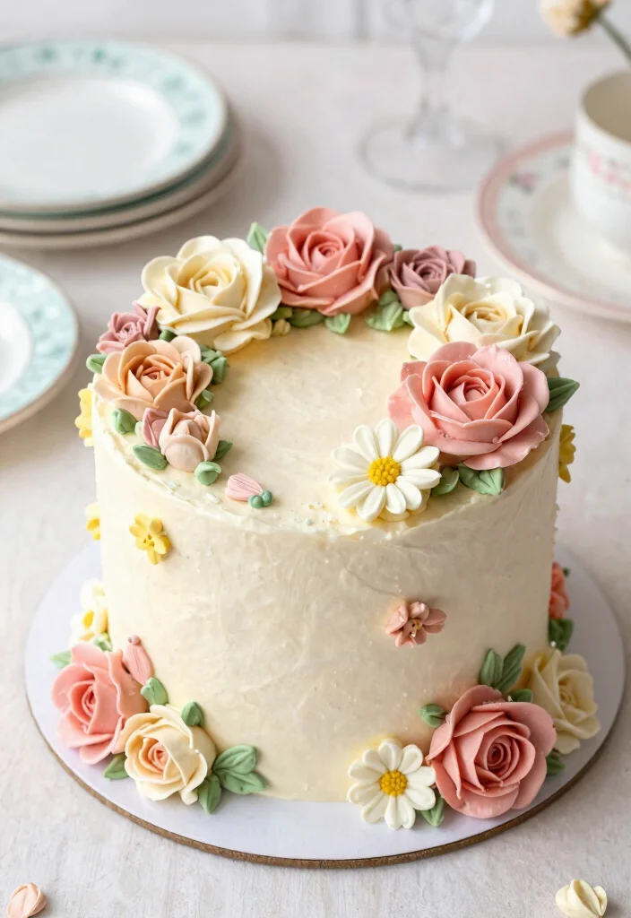 30 Colorful Birthday Cake Ideas for Your Baby Girl That Are Sure to Delight! - 3. Floral Buttercream Cake 1