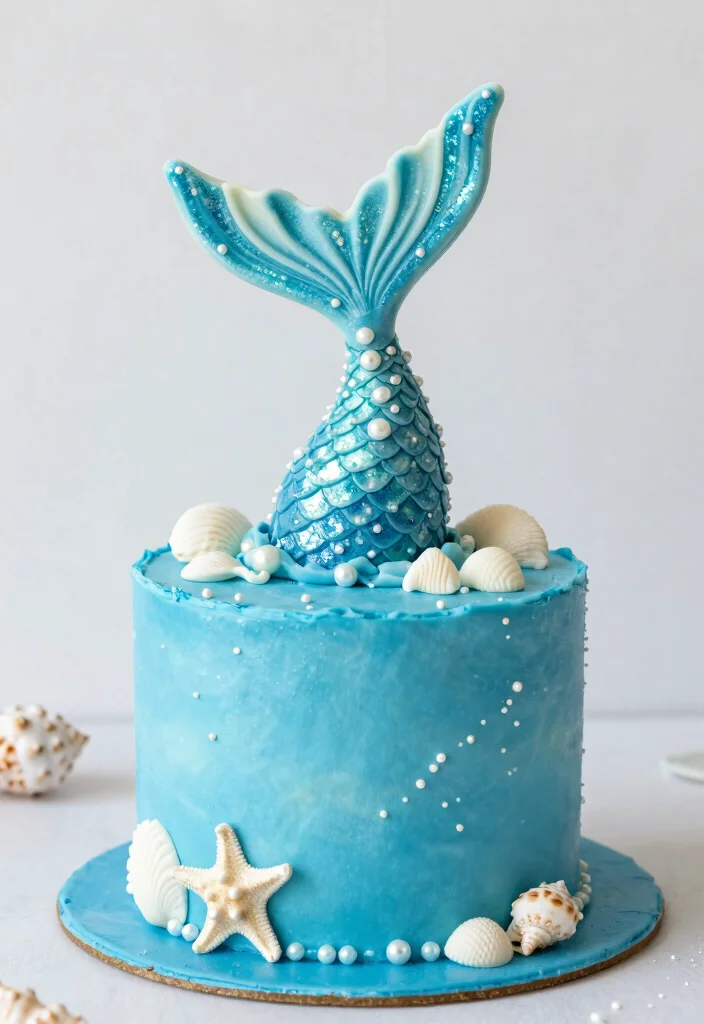30 Colorful Birthday Cake Ideas for Your Baby Girl That Are Sure to Delight! - 7. Mermaid Tail Cake 1