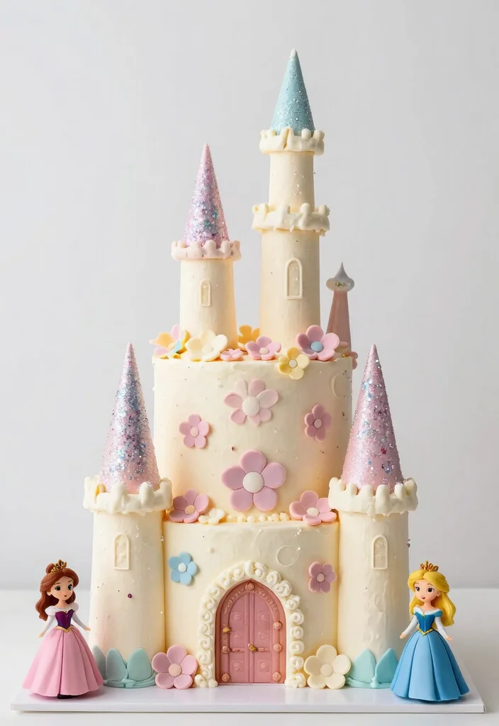 30 Colorful Birthday Cake Ideas for Your Baby Girl That Are Sure to Delight! - 8. Princess Castle Cake 1