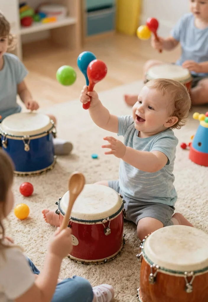 12 Sensory Play Activities Every Baby Will Love (Prepare for Giggles at #5!) - 11. Musical Instrument Exploration 1