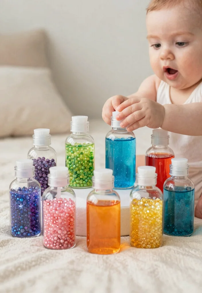 12 Sensory Play Activities Every Baby Will Love (Prepare for Giggles at #5!) - 3. Sensory Bottles 1