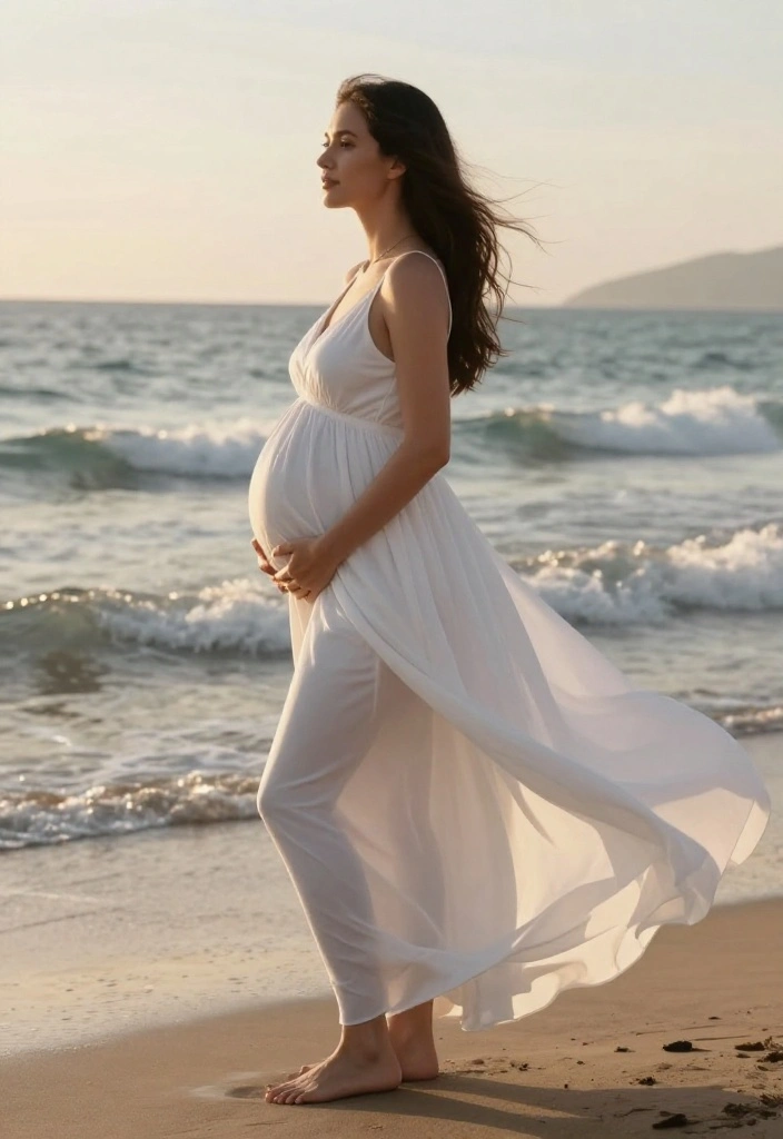 15 Glam Maternity Photoshoot Ideas That Will Make You Shine Like a Star! - 4. Dreamy Beach Vibes 1