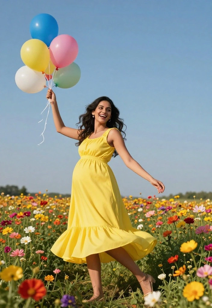 15 Glam Maternity Photoshoot Ideas That Will Make You Shine Like a Star! - 6. Color Burst 1