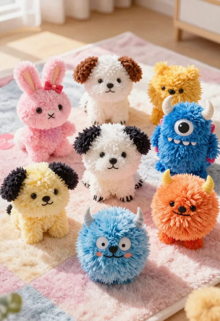 14 Handmade Pom Pom Gift Crafts for Kids That'll Melt Hearts! - 10. Pom Pom Animals 1