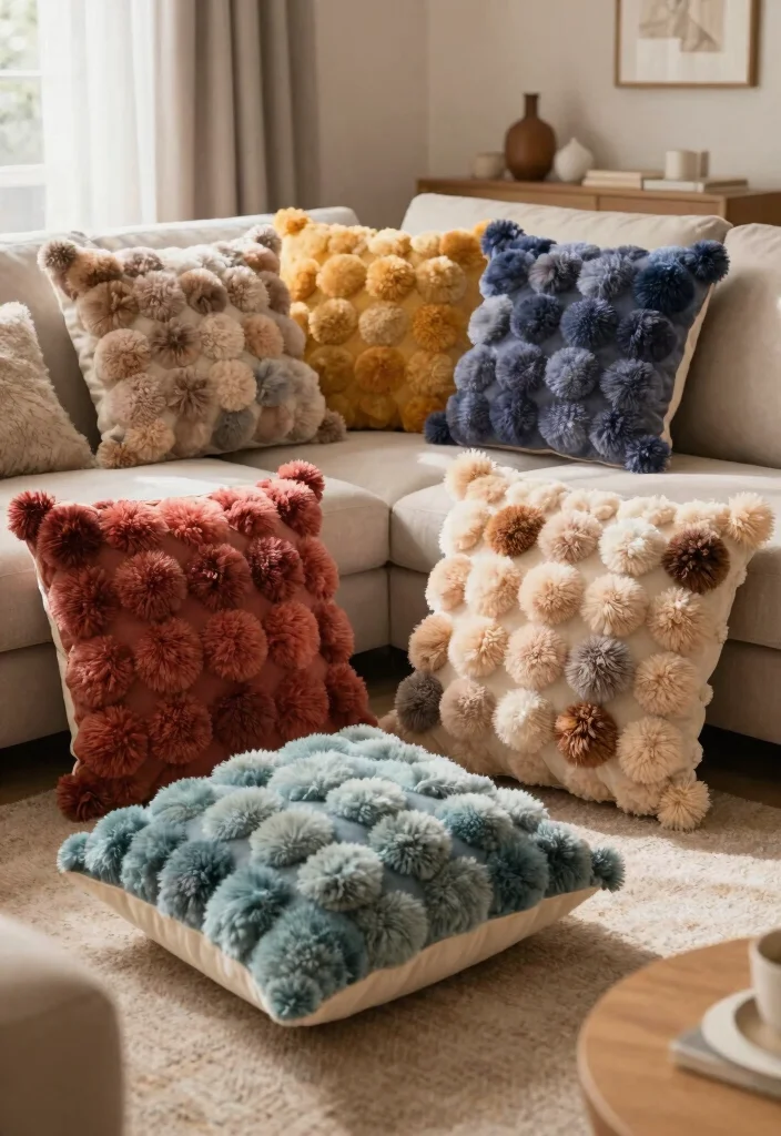 14 Handmade Pom Pom Gift Crafts for Kids That'll Melt Hearts! - 11. Pom Pom Pillows 1