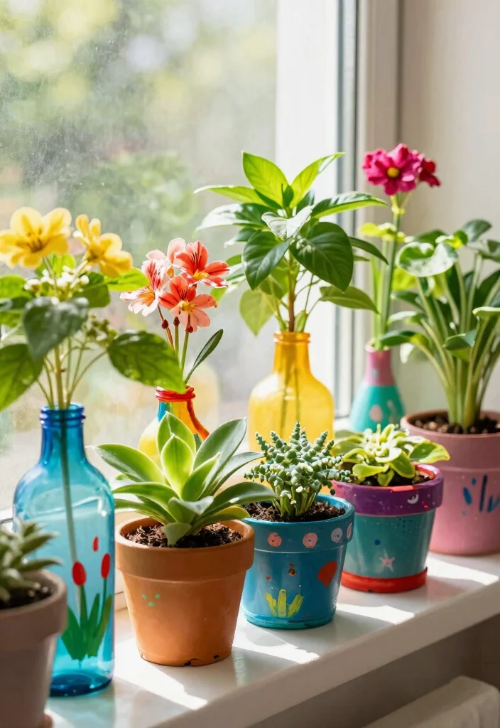 15 Fun Recycled Bottle Crafts for Kids That Will Keep Them Entertained (And It's Mess-Free!) - 1. Bottle Planters 1