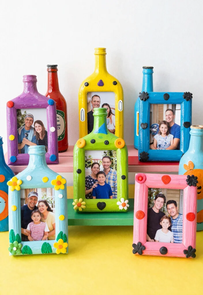 15 Fun Recycled Bottle Crafts for Kids That Will Keep Them Entertained (And It's Mess-Free!) - 11. Picture Frames 1