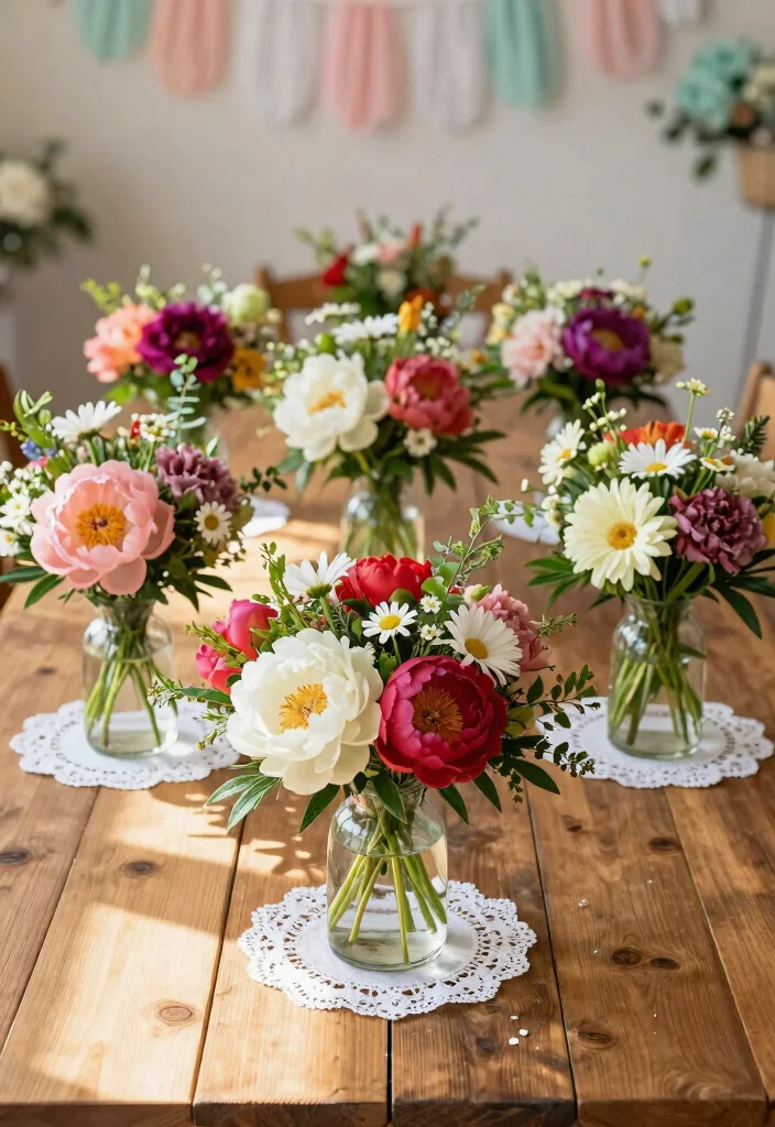 19 DIY In Bloom Baby Shower Decor Ideas That Are Surprisingly Easy (Even the Kids Can Help!) - 1. Flower Crown Centerpieces 1