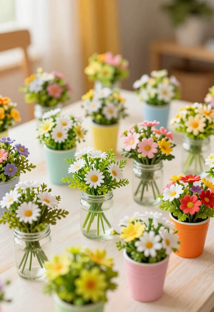 19 DIY In Bloom Baby Shower Decor Ideas That Are Surprisingly Easy (Even the Kids Can Help!) - 5. Miniature Floral Bouquets 1