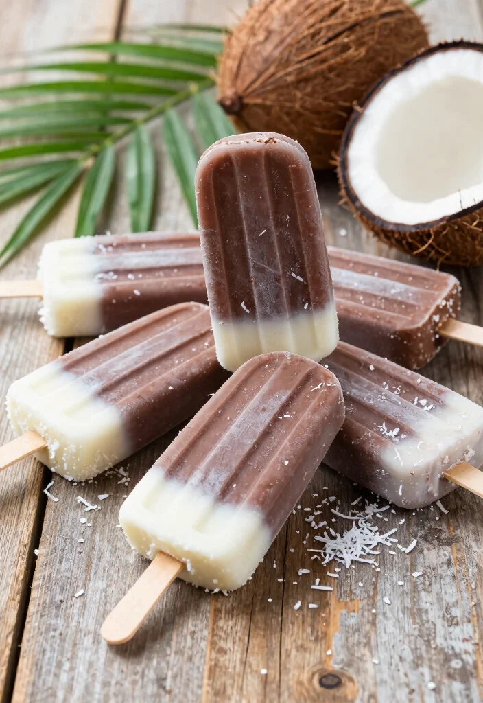 9 Frozen Chocolate Treats for Kids That Will Beat the Summer Heat! - 6. Chocolate Coconut Popsicles 1