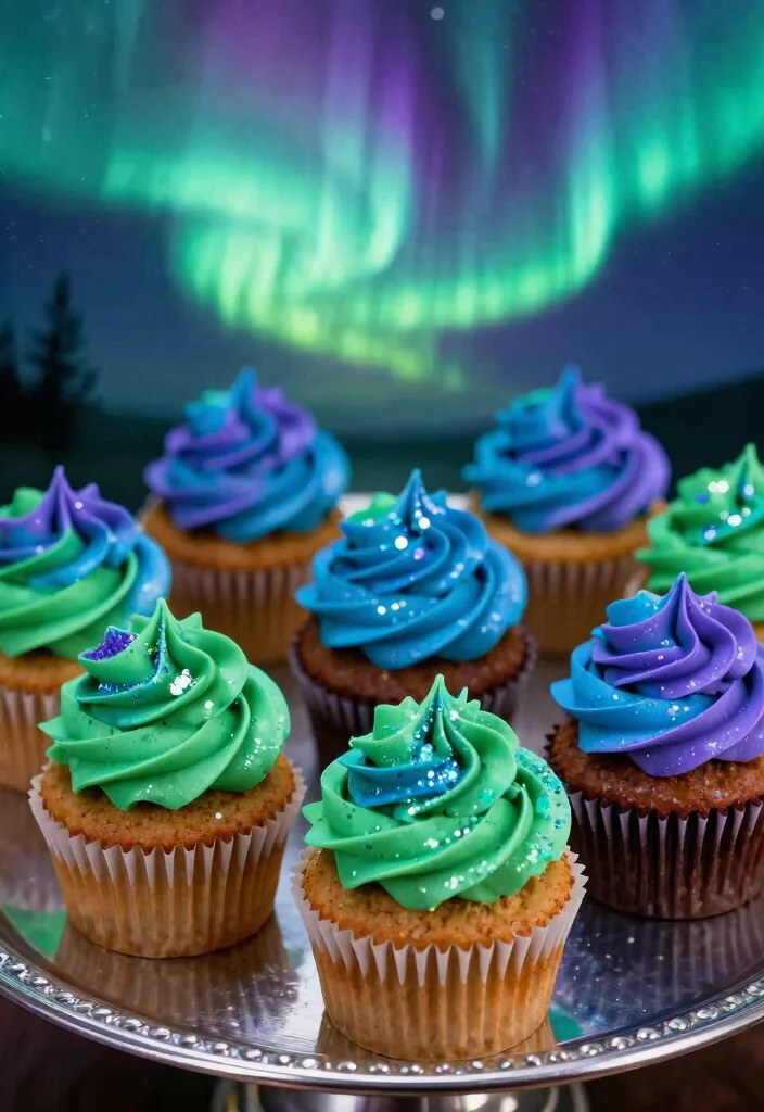 21 Magical Star Cupcakes for Your Next Space-Themed Birthday Party (You Won't Believe #9!) - 13. Aurora Borealis Cupcakes 1