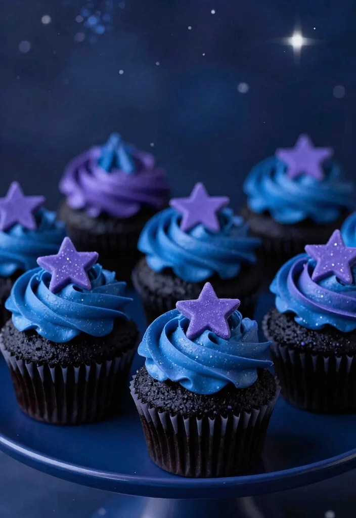 21 Magical Star Cupcakes for Your Next Space-Themed Birthday Party (You Won't Believe #9!) - 2. Starry Night Black Velvet 1