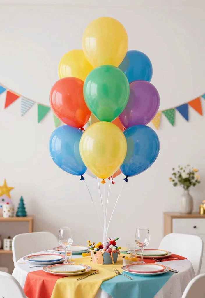 22 Colorful Baby Shower Centerpieces That Will Brighten Up Your Event (Wait for #10!) - 1. Rainbow Balloon Bouquet 1