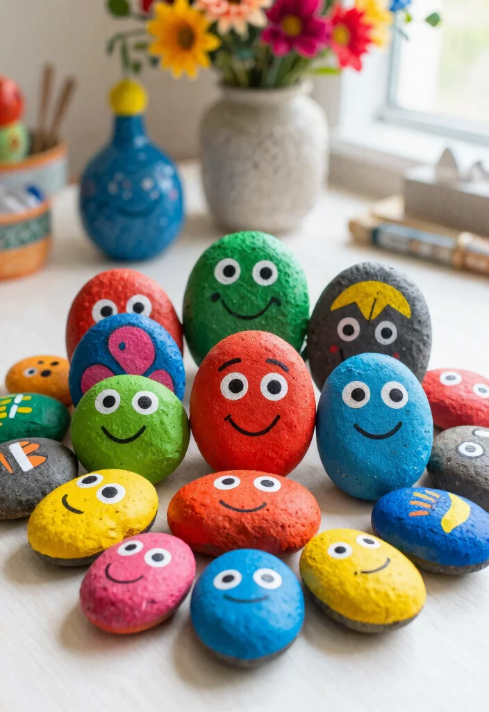 22 Colorful Baby Shower Centerpieces That Will Brighten Up Your Event (Wait for #10!) - 11. DIY Painted Rocks 1