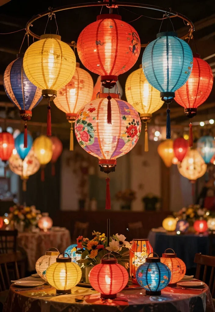 22 Colorful Baby Shower Centerpieces That Will Brighten Up Your Event (Wait for #10!) - 12. Colorful Paper Lanterns 1