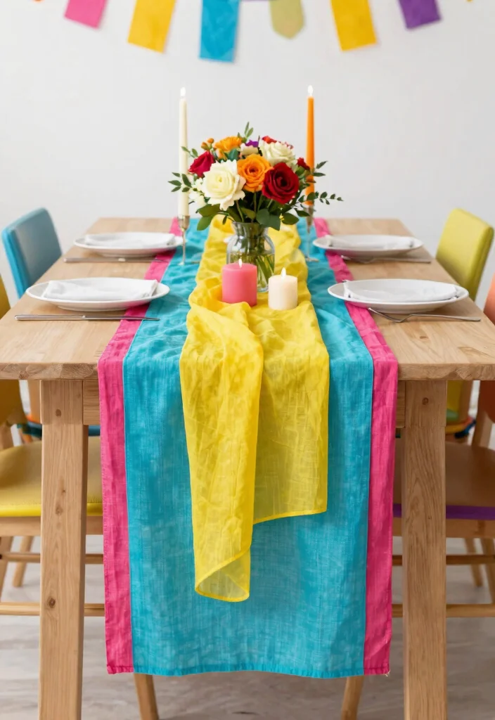 22 Colorful Baby Shower Centerpieces That Will Brighten Up Your Event (Wait for #10!) - 13. Cheerful Table Runner 1