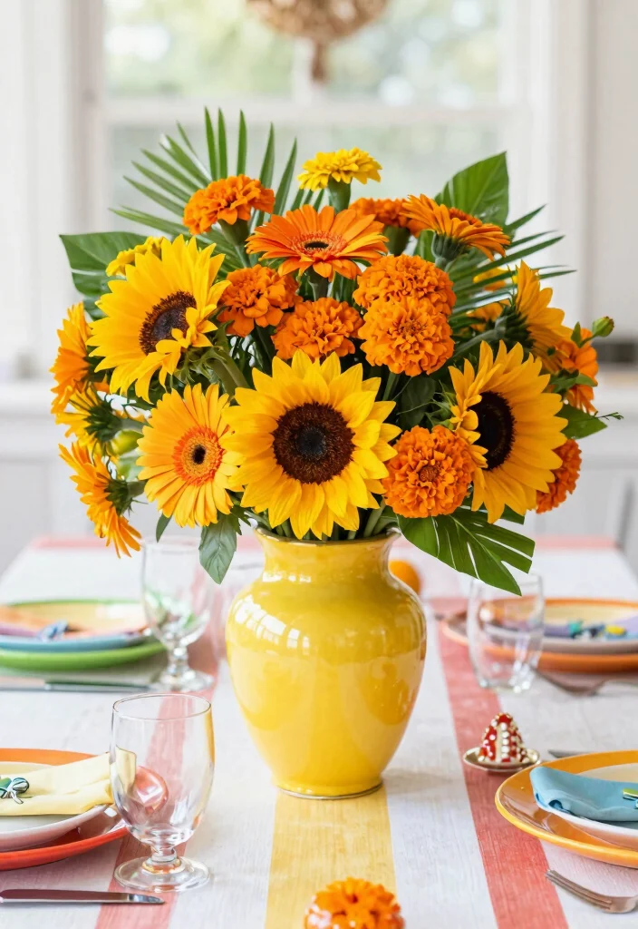 22 Colorful Baby Shower Centerpieces That Will Brighten Up Your Event (Wait for #10!) - 2. Floral Fiesta 1