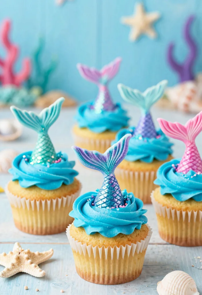 25 Festive Mermaid Party Food Ideas That Will Make Waves! 🧜‍♀️ - 1. Mermaid Tail Cupcakes 1