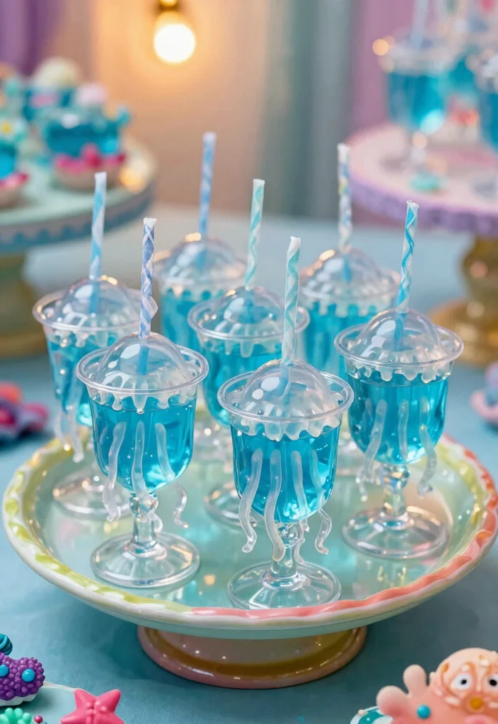25 Festive Mermaid Party Food Ideas That Will Make Waves! 🧜‍♀️ - 10. Jellyfish Gelatin Cups 1